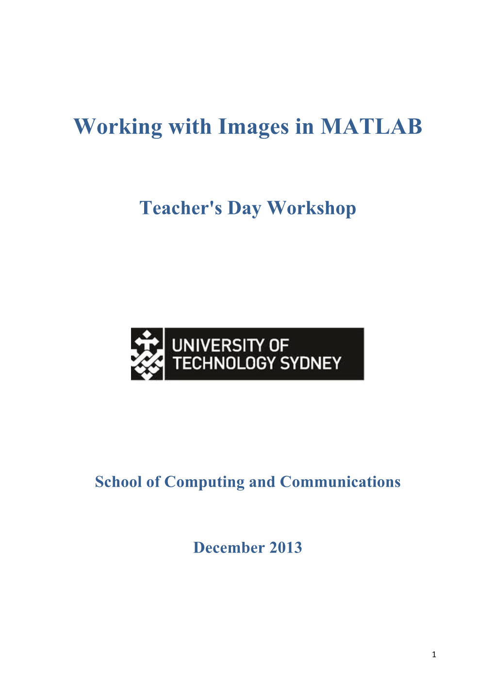 Working with Images in MATLAB