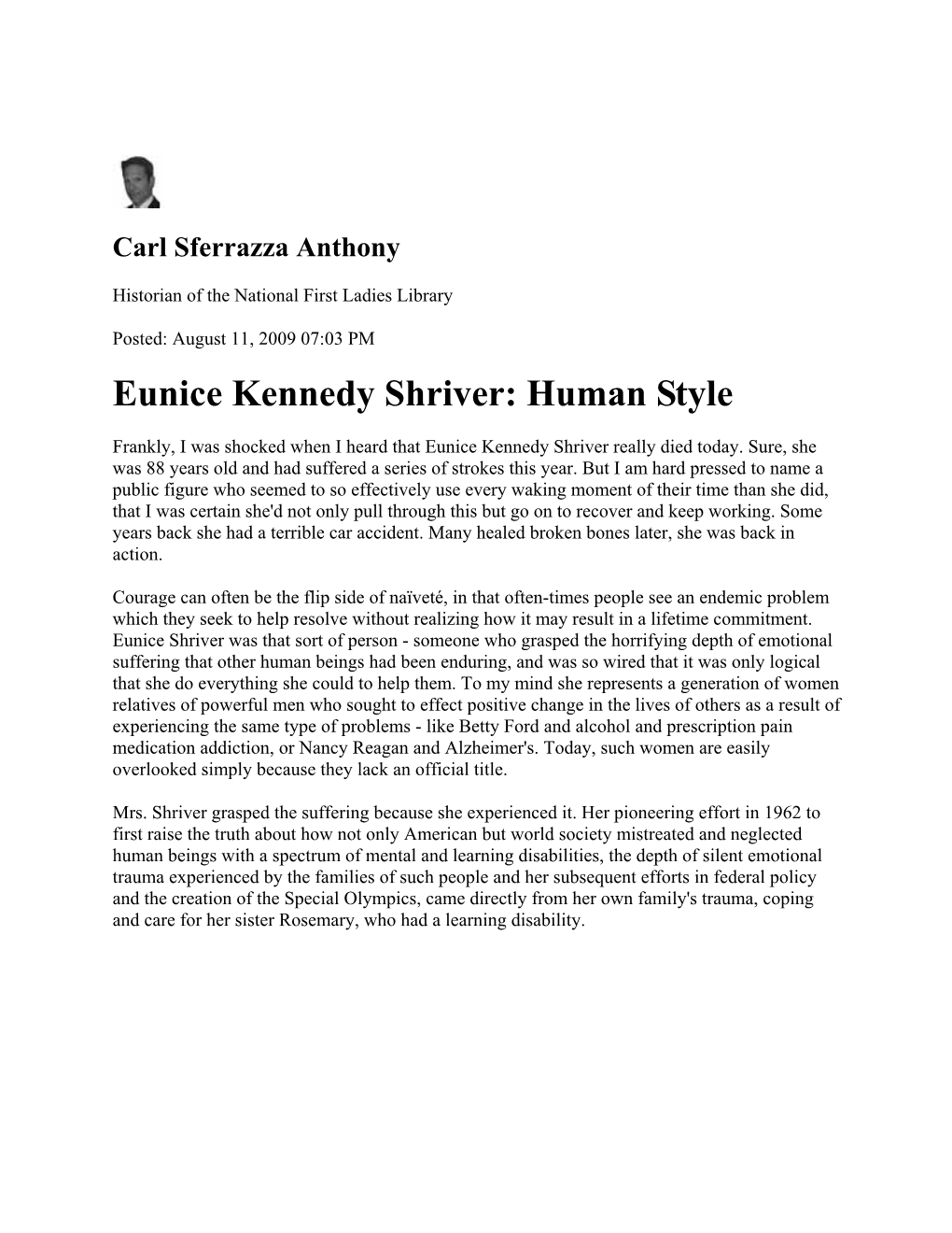 Eunice Kennedy Shriver: Human Style