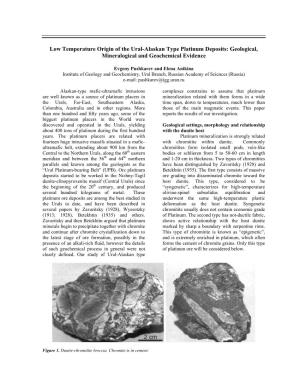 Low Temperature Origin of the Ural-Alaskan Type Platinum Deposits: Geological, Mineralogical and Geochemical Evidence