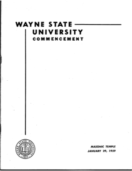 Wayne State University 1959 Commencement Programs