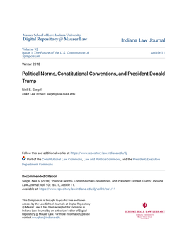 Political Norms, Constitutional Conventions, and President Donald Trump