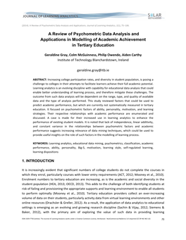 A Review of Psychometric Data Analysis and Applications in Modelling of Academic Achievement in Tertiary Education