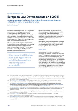European Law Developments on SOGIE