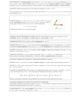 DOT and CROSS PRODUCT Math 21A, O. Knill