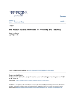 The Joseph Novella: Resources for Preaching and Teaching