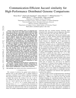 Communication-Efficient Jaccard Similarity for High-Performance Distributed Genome Comparisons