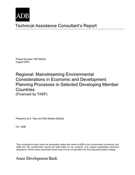 Technical Assistance Consultant's Report Regional