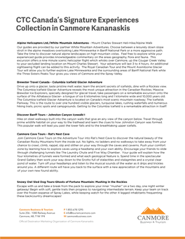 CTC Canada's Signature Experiences Collection in Canmore Kananaskis