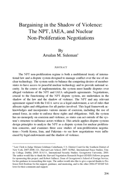 The NPT, IAEA, and Nuclear Non-Proliferation Negotiations