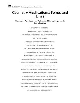 Geometry Applications: Points and Lines 1