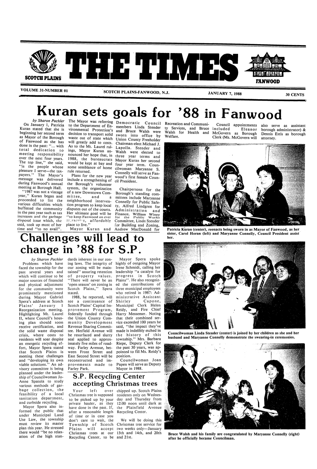 Kuran Sets Goals for '88 in Fanwood