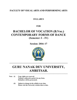 B.Voc.) CONTEMPORARY FORMS of DANCE (Semester: I – IV)