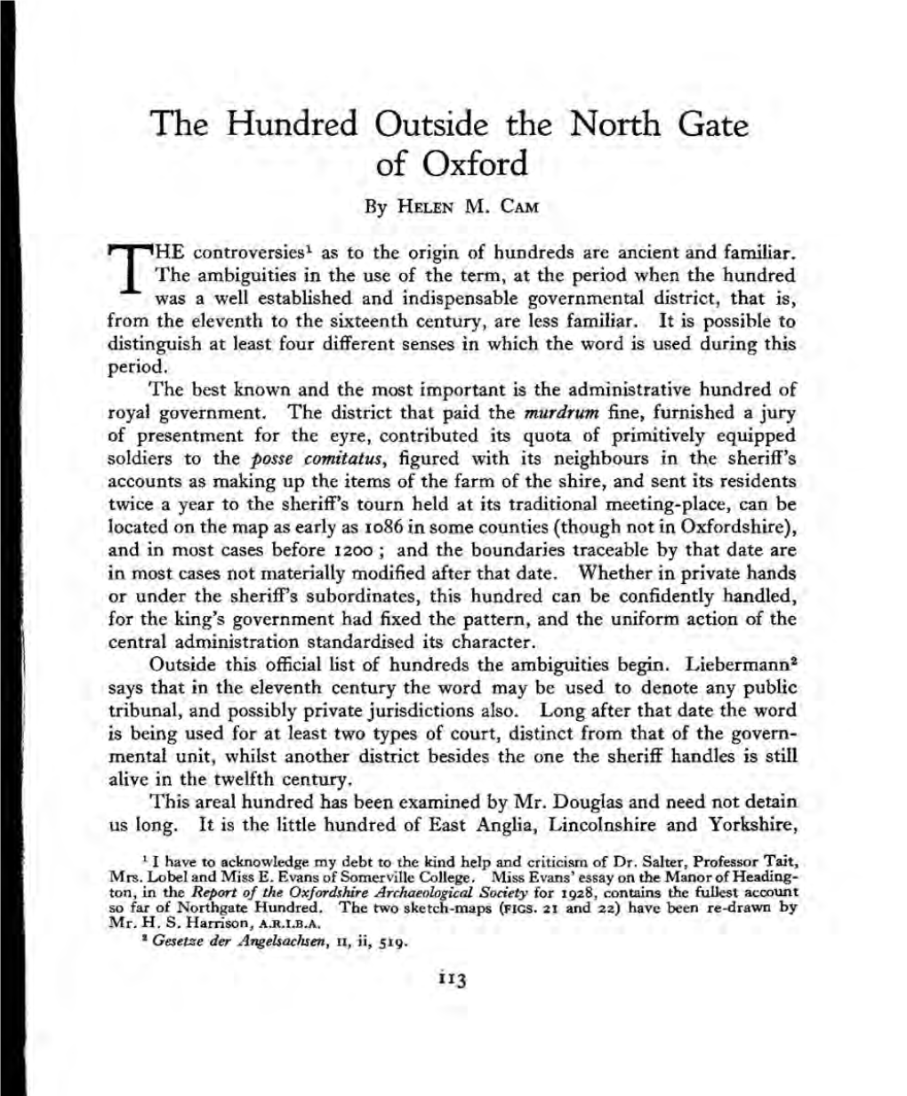 The Hundred Outside the North Gate of Oxford