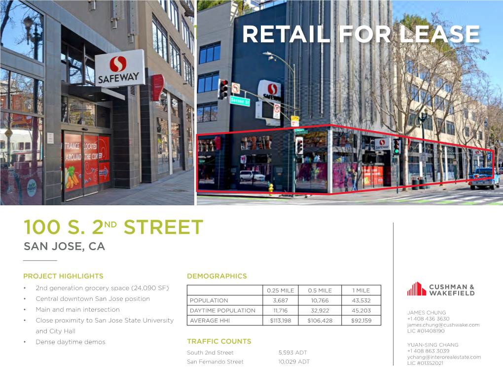 Retail for Lease San Jose, Ca