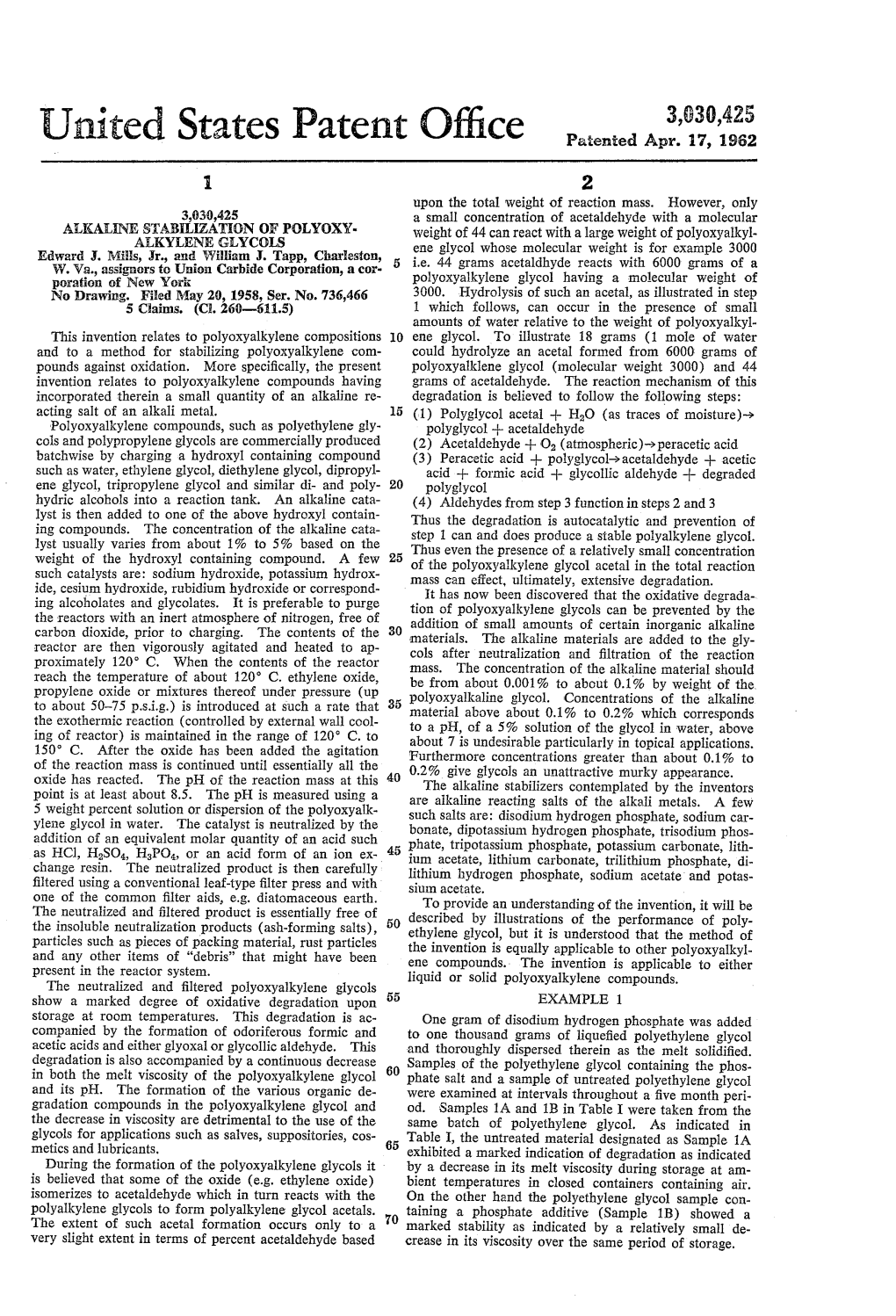 United States Patent Office Patenied Apr