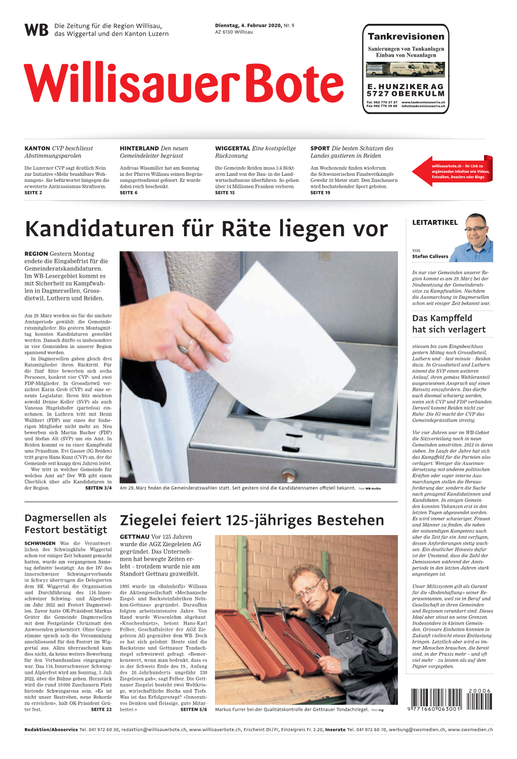 Kandidaturen Für Räte Liegen Vor LEITARTIKEL