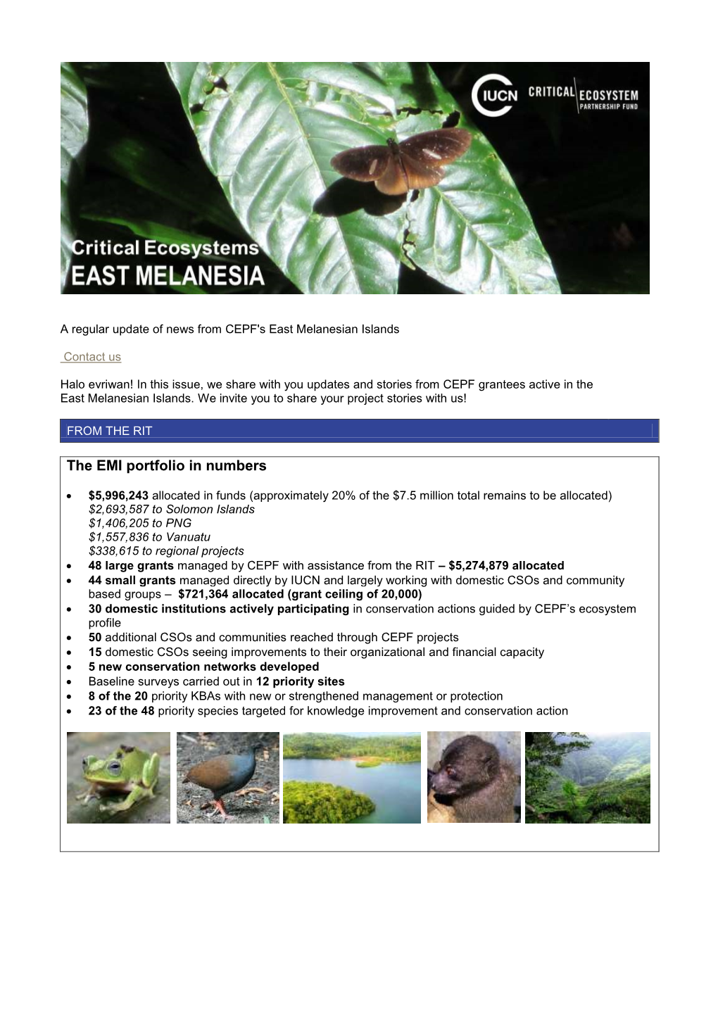 CEPF EMI Newsletter Issue 16 August 2019