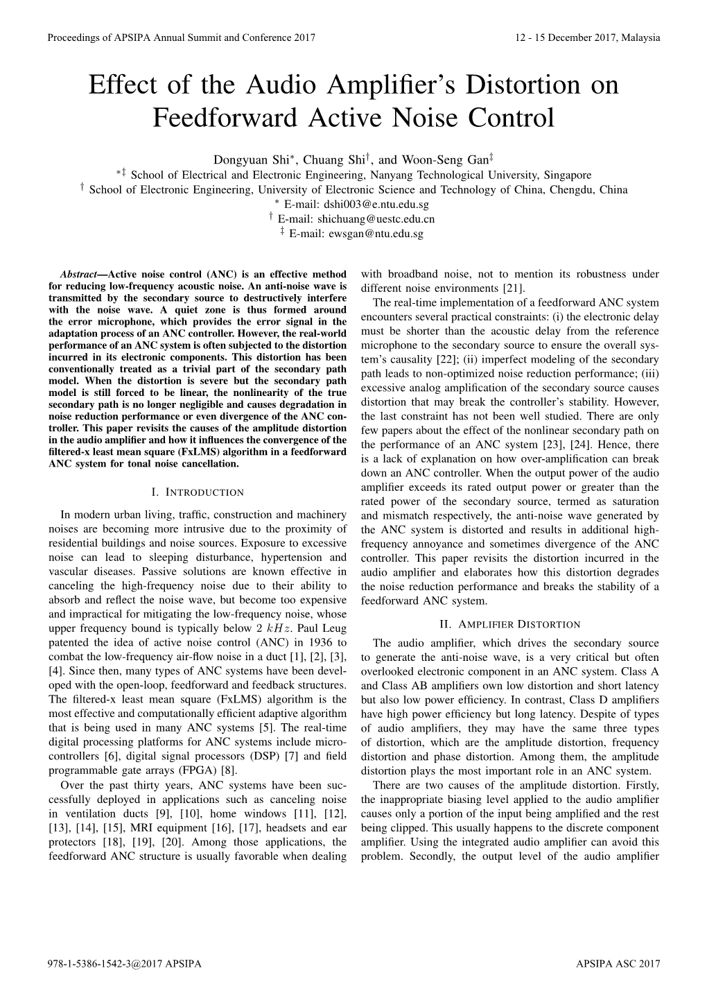 Effect of the Audio Amplifier's Distortion on Feedforward