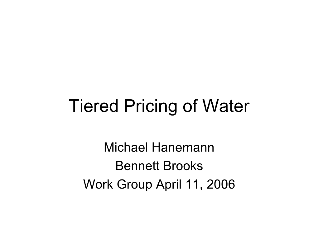 Tiered Pricing of Water