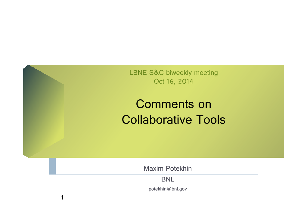 Comments on Collaborative Tools