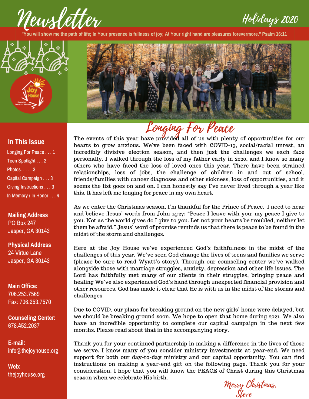 2019 Holiday Newsletter