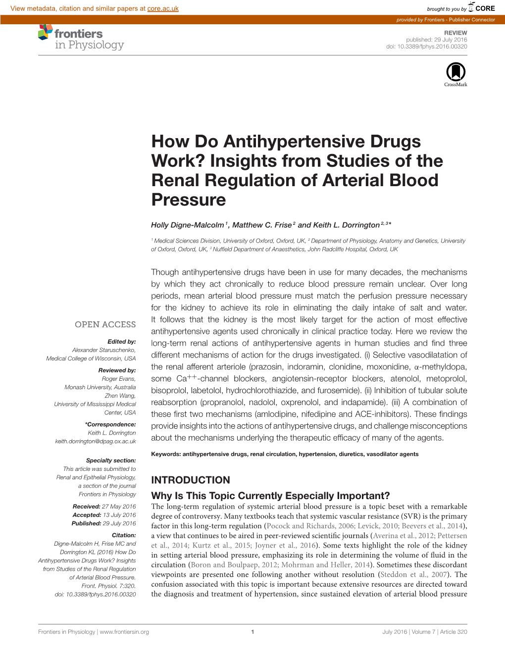 Insights from Studies of the Renal Regulation of Arterial Blood Pressure