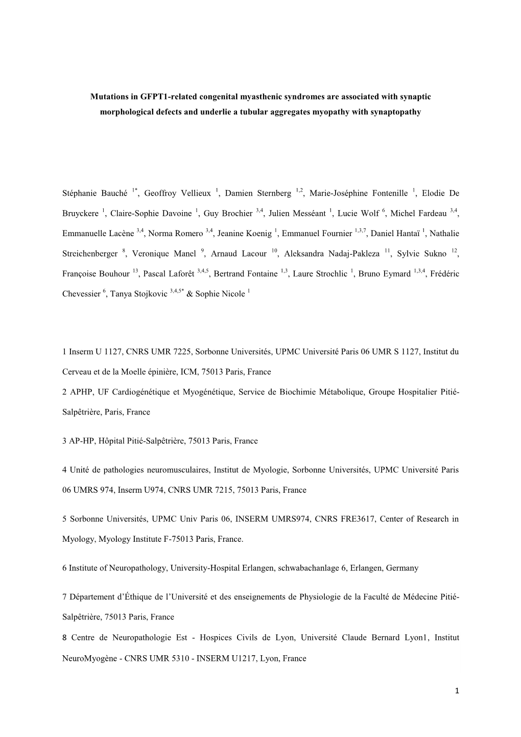 GFPT1 Mutations in Congenital Myasthenic Syndrome Cause