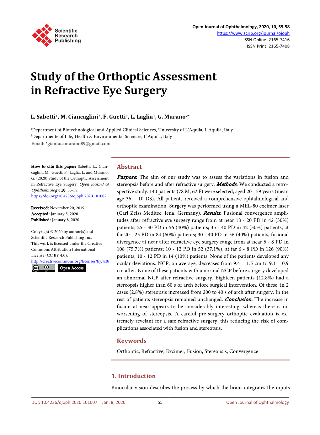 Study of the Orthoptic Assessment in Refractive Eye Surgery
