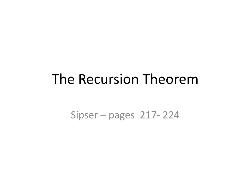 The Recursion Theorem