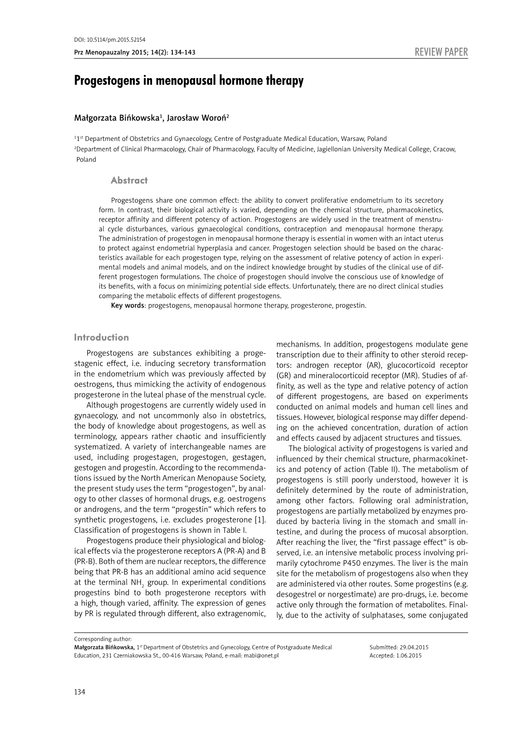 Progestogens in Menopausal Hormone Therapy