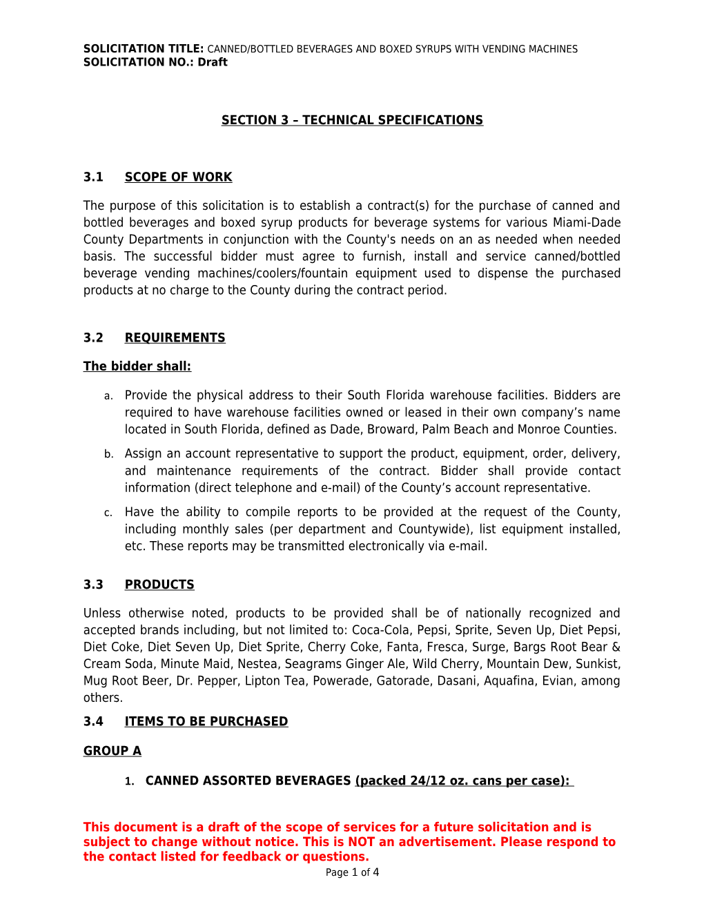 Section 3 Technical Specifications