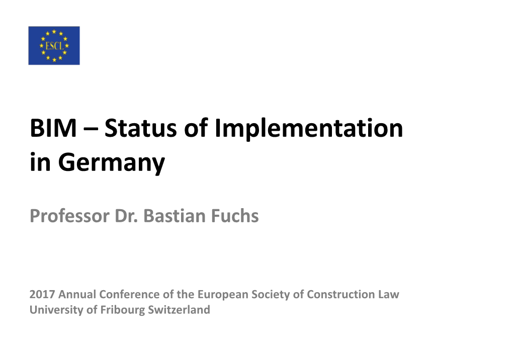 BIM – Status of Implementation in Germany