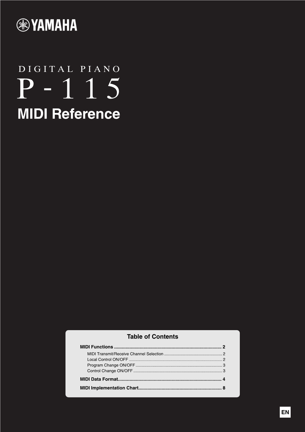 P-115 MIDI Reference MIDI Functions