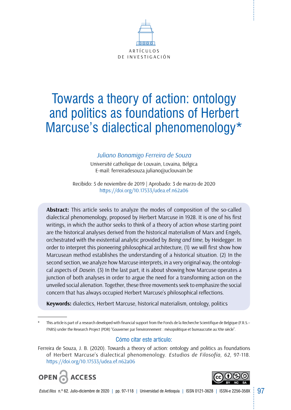 Ontology and Politics As Foundations of Herbert Marcuse's Dialectical