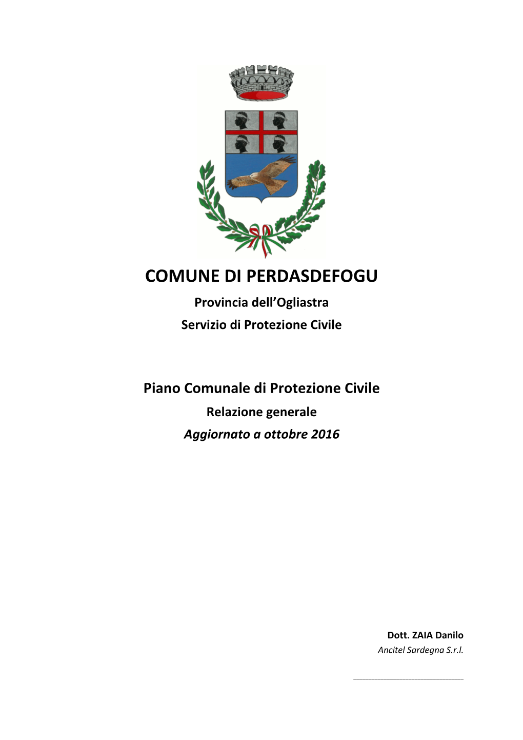 COMUNE DI PERDASDEFOGU Provincia Dell’Ogliastra Servizio Di Protezione Civile