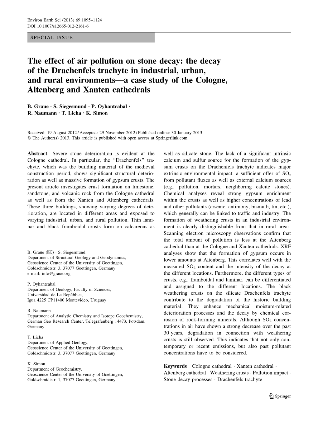 The Effect of Air Pollution on Stone Decay