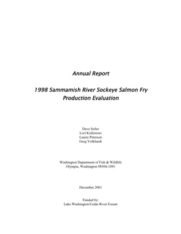 Annual Report 1998 Sammamish River Sockeye Salmon Fry