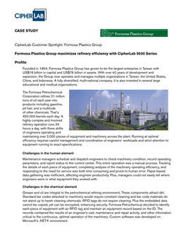 Formosa Plastics Group Maximizes Refinery Efficiency with Cipherlab 9500 Series