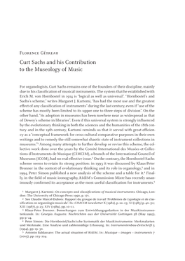 Curt Sachs and His Contribution to the Museology of Music
