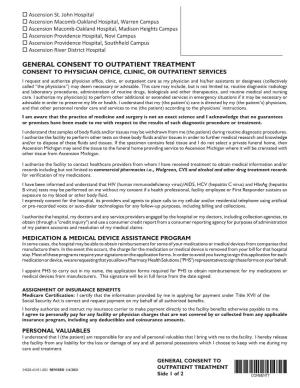 General Consent to Outpatient Treatment