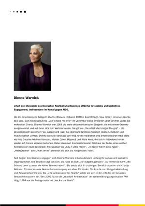 Dionne Warwick Erhält Den Ehrenpreis Des Deutschen Nachhaltigkeitspreises 2013 Für Ihr Soziales Und Karitatives Engagement, Insbesondere Im Kampf Gegen AIDS