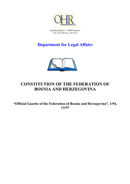 Constitution of the Federation of Bosnia and Herzegovina
