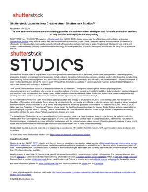 Shutterstock Launches New Creative Arm - Shutterstock Studios™