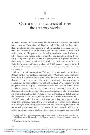 Ovid and the Discourses of Love: the Amatory Works