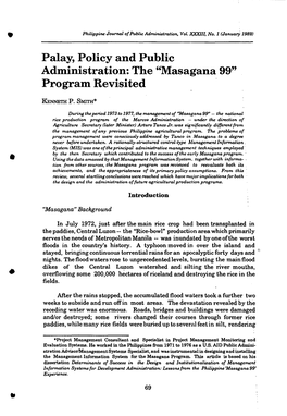 Masagana 99" Program Revisited