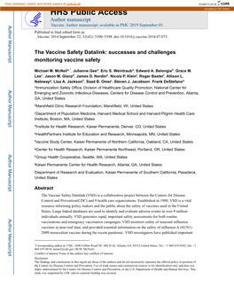 Successes and Challenges Monitoring Vaccine Safety