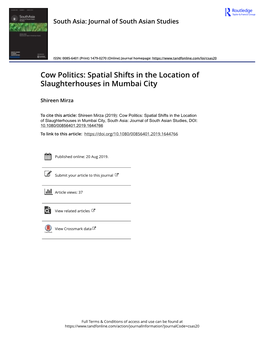 Spatial Shifts in the Location of Slaughterhouses in Mumbai City