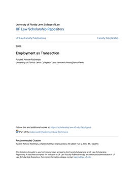 Employment As Transaction