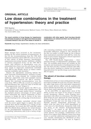 Low Dose Combinations in the Treatment of Hypertension: Theory and Practice