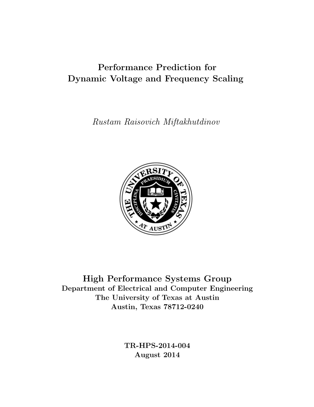 Performance Prediction for Dynamic Voltage and Frequency Scaling